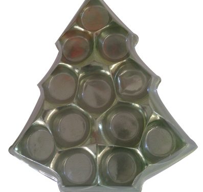 Caja pino navidad corazon PLATEADA